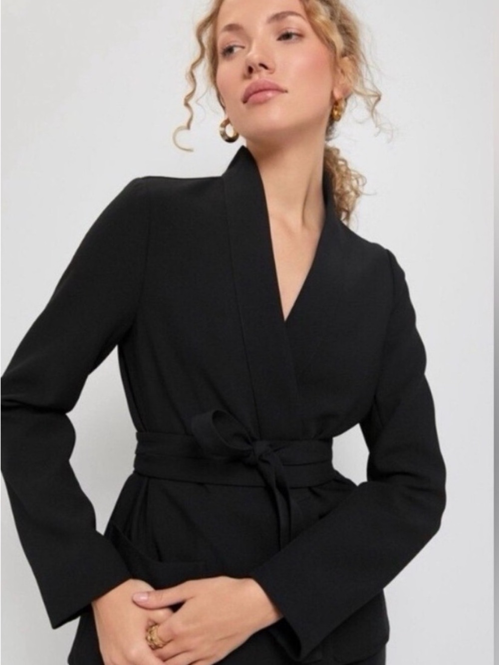 Tuckernuck Black Wrap Blazer with Tie-Waist - Picture 1 of 3